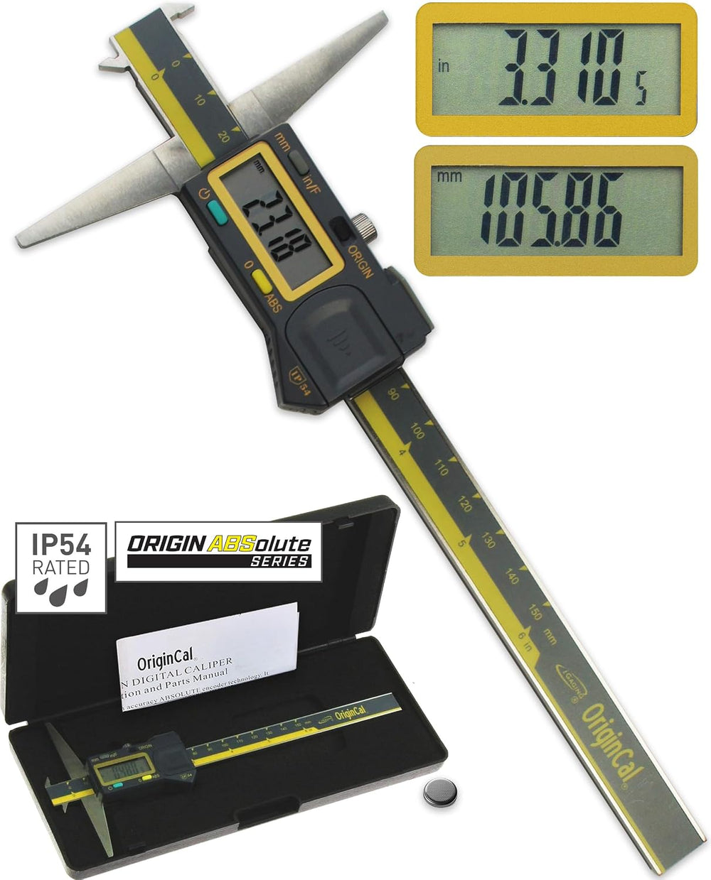 iGAGING Absolute Origin 0-6" Double Cut Depth Digital Caliper, IP54 Elec...