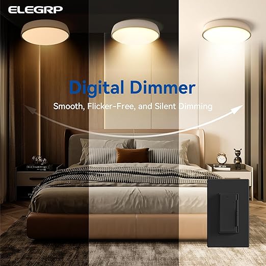 ELEGRP Dimmer Light Switch for 300W Dimmable LED/CFL Lights and 600W INC/HAL ...