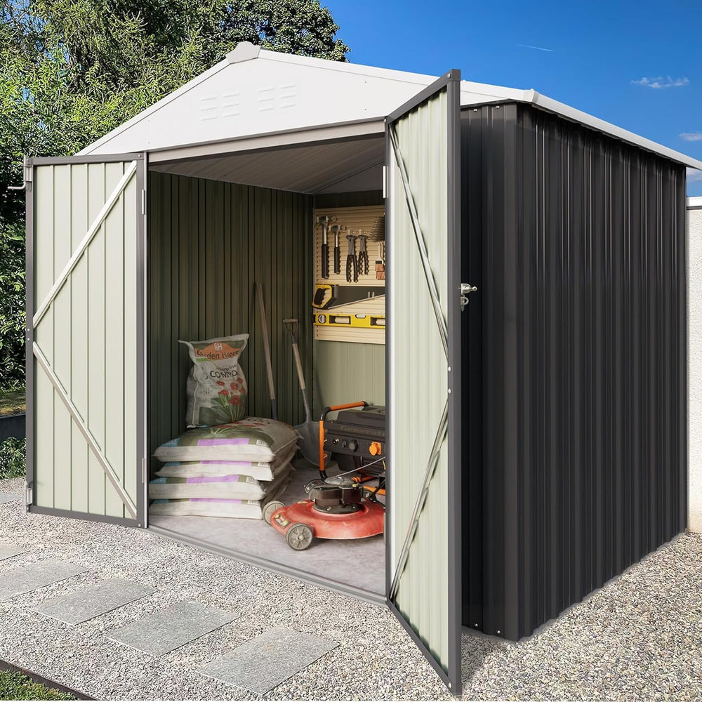 Greesum 8x6FT Outdoor Storage Shed, Gray