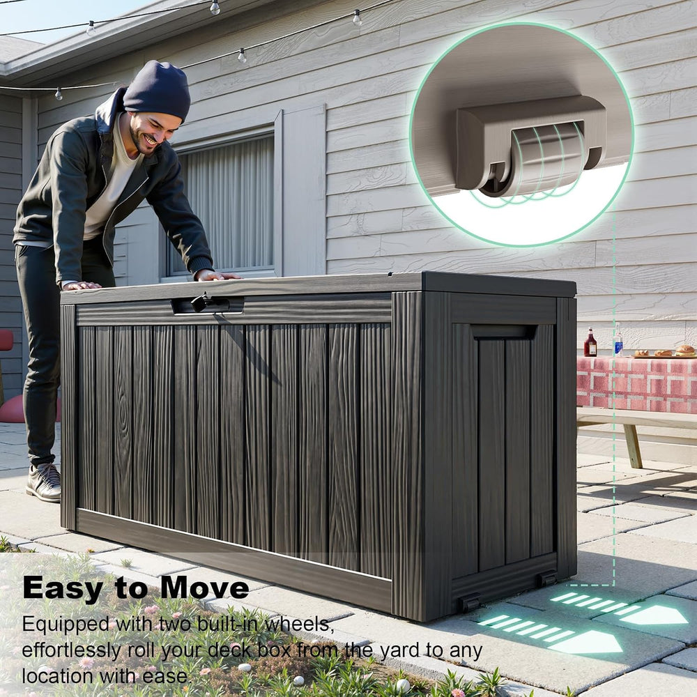 EasyUp 90 Gal Waterproof Outdoor Storage Box UV Resistant Deck Box
