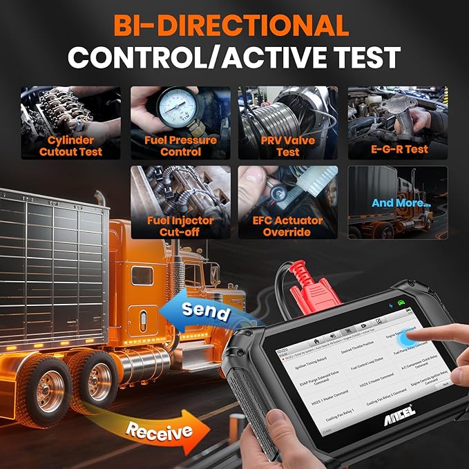ANCEL V5 HD PRO Heavy Duty Truck Scanner, New Bi-Directional Control Diesel