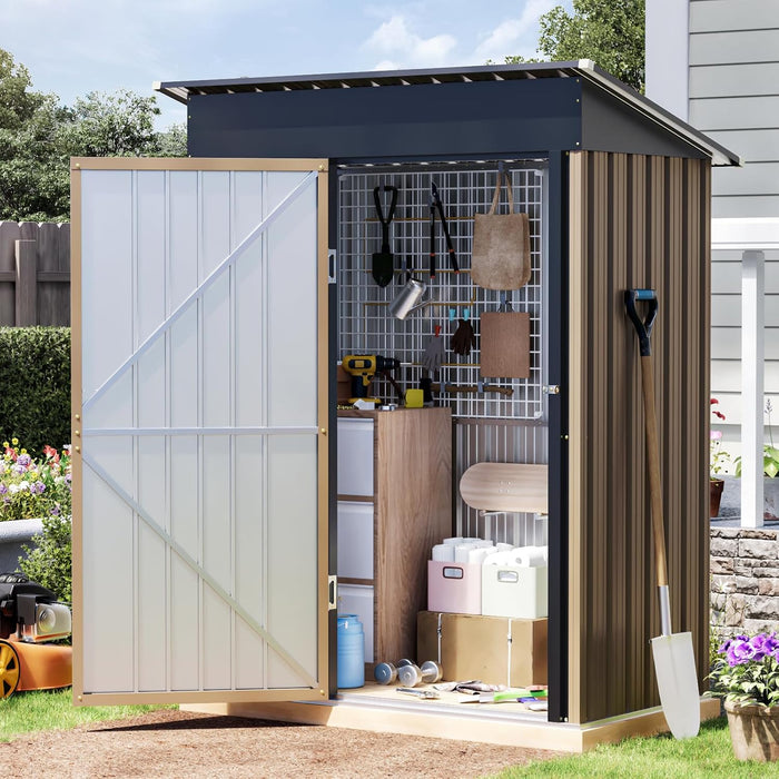 3 x 5 FT Metal Storage Shed for Backyard, Brown