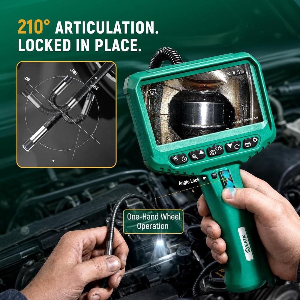 SATA Articulating Borescope Camera with Light, 210° Two-Way Endoscope