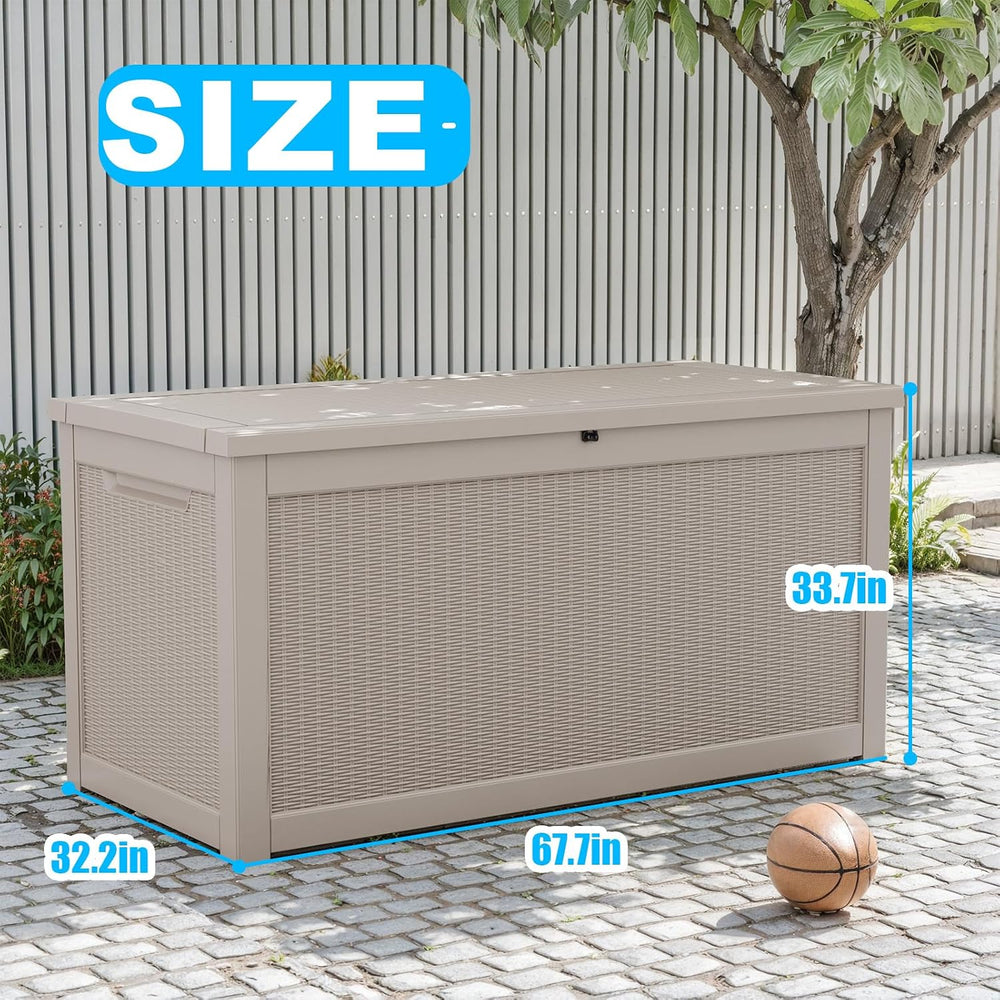 321 Gal Outdoor Storage Box Lockable Waterproof Deck Boxes