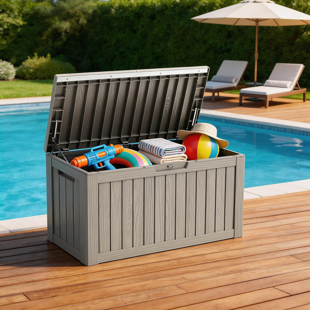 Outdoor Deck Storage Box, 90 Gallon Deck Box,Lockable Patio Storage Bench