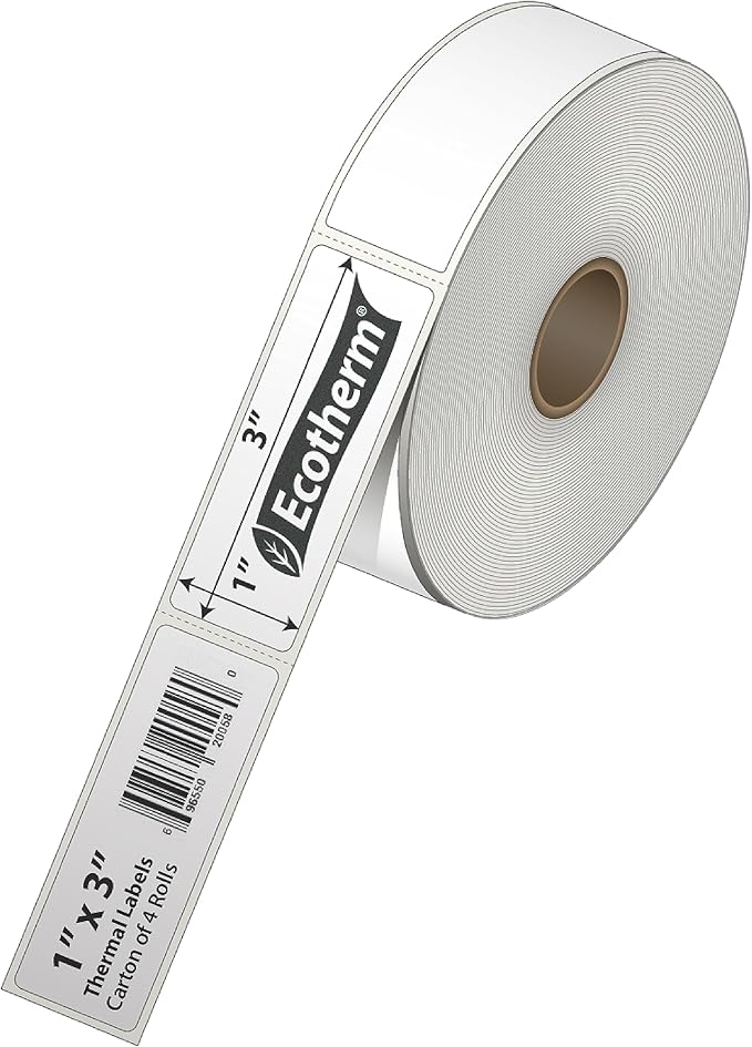1" x 3" Thermal Labels | 4 Rolls | 2720 Labels | fits Zebra, Offnova Thermal