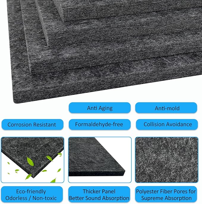 BXI Thickened Sound Absorbing Panels (12 Pack)