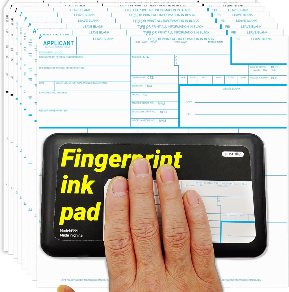 prismite Fingerprint Kit with Large Fingerprint Ink Pad and Fingerprint Cards...