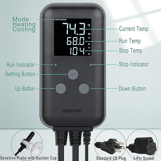 SENSTREE Greenhouse Temperature Controller Digital Waterproof Thermostat