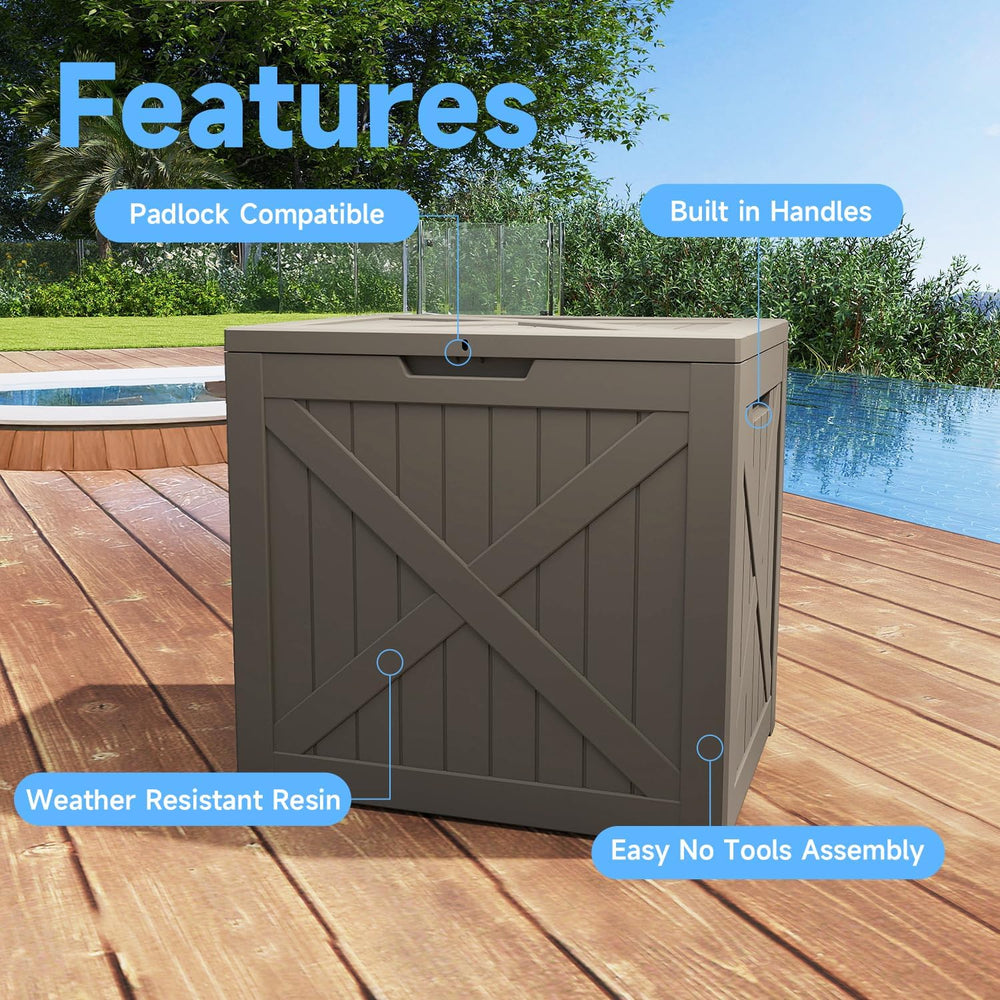 EasyUp 35 Gallon Outdoor Storage Box Waterproof Weatherproof Deck Box