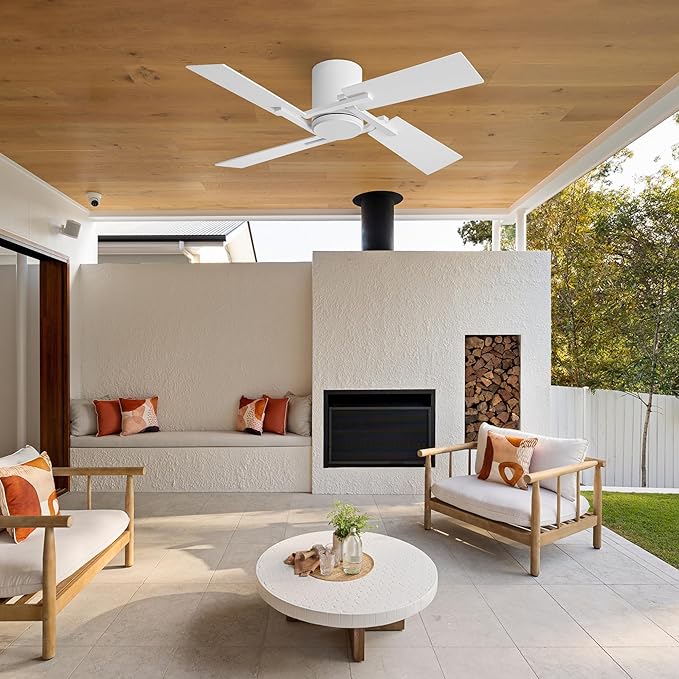 WINGBO 48 Inch Flush Mount Ceiling Fan without Light