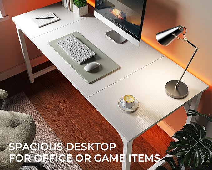Huuger Computer Desk, 63 Inch Office Desk, Gaming Desk