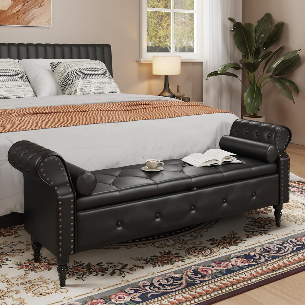 FiveWillowise 65 Inch End of Bed Storage Bench for Bedroom,King Size Bed
