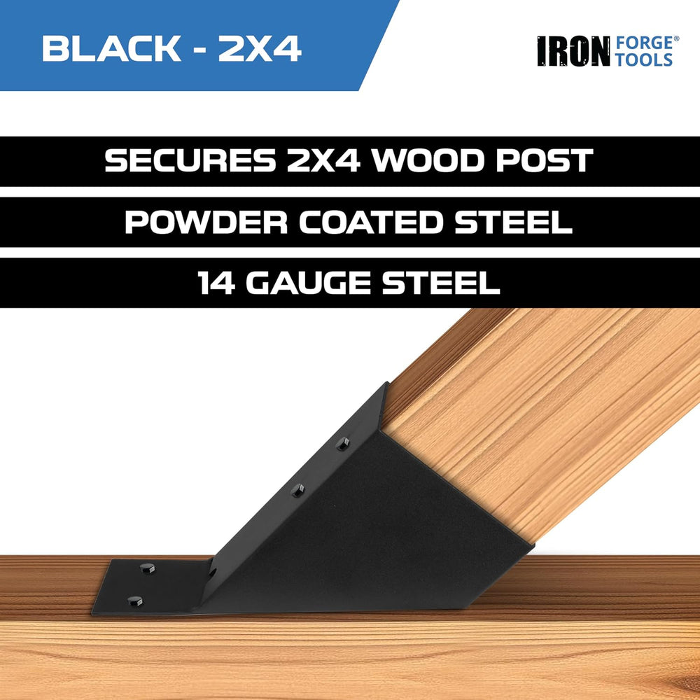 Iron Forge Tools Pergola Brackets, 2x4 Corner Kit, 8 Pack, Powder Coated
