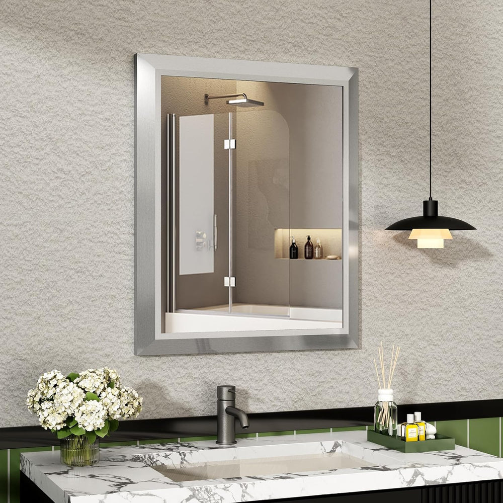 SMIROR Brushed Silver Bathroom Mirror
