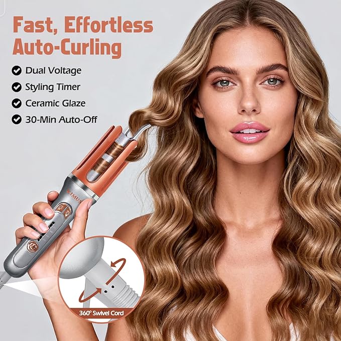 KIMUSE Automatic Rotating Curling Iron, 1.25 Inch