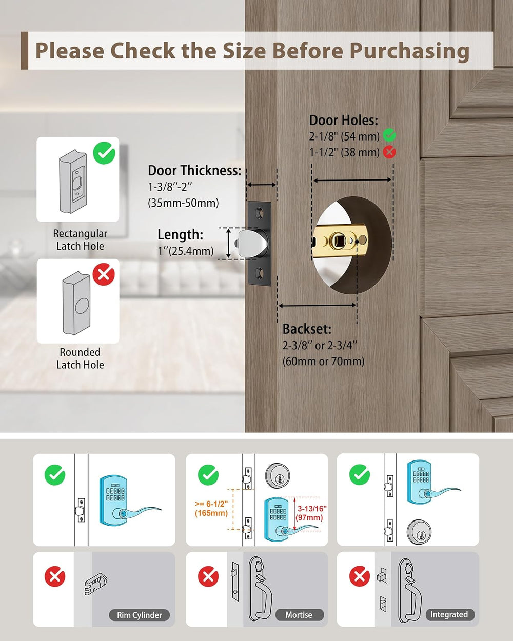 Keypad Door Lock with Handle, Electronic Keyless Entry Door Lock with Code, S...