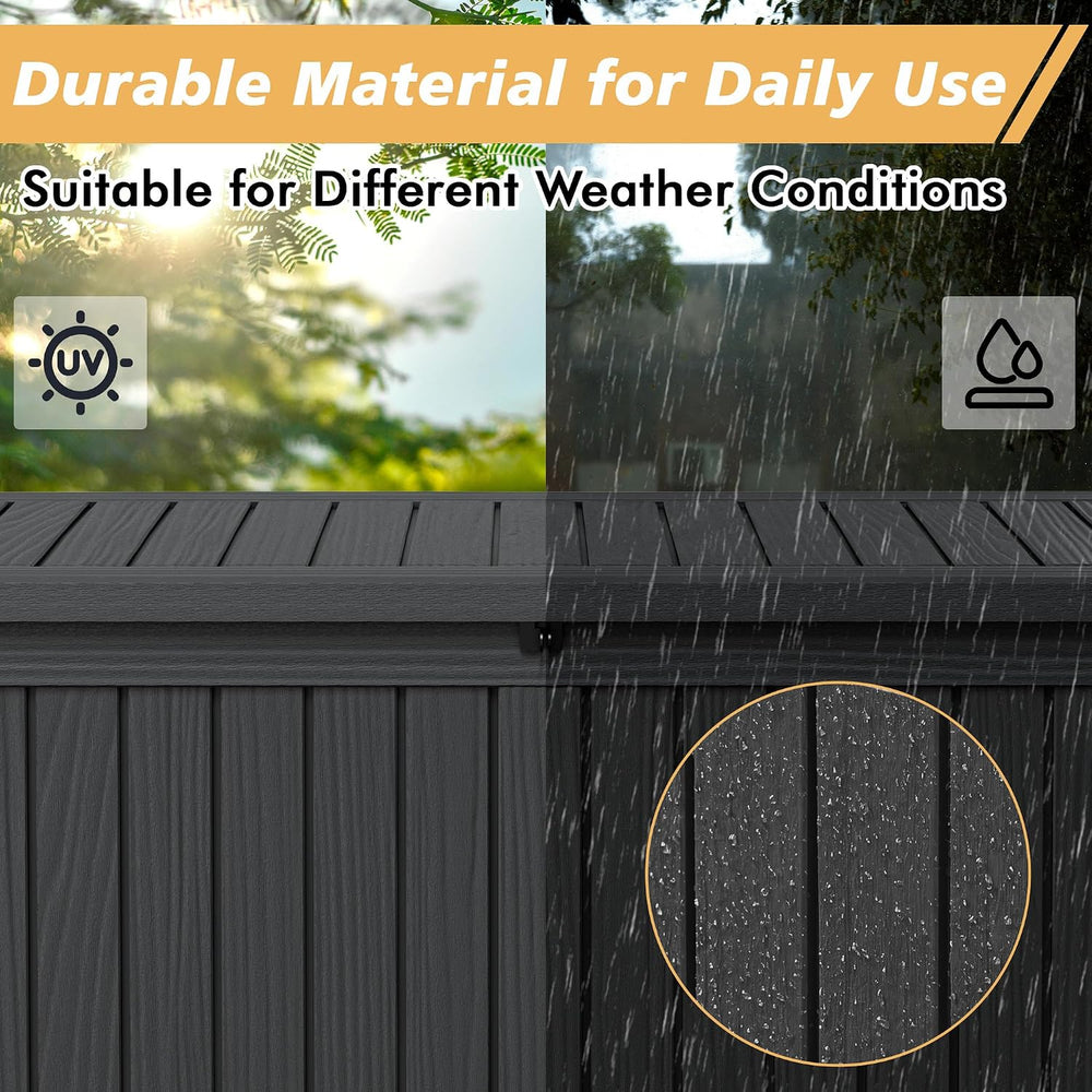 Fancyango 200 Gallon Large Outdoor Storage Deck Box Waterproof, Black