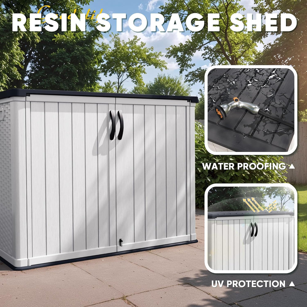 Devoko Outdoor Storage Cabinet 26 Cu Ft with Lockable Doors, Horizontal Stora...