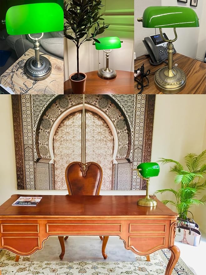 Newrays Green Glass Bankers Desk Lamp