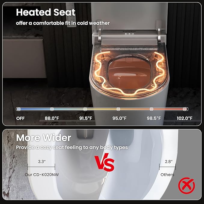 Casta Diva Smart Toilet with Bidet Built in, Bidet Toilet with Wider Heated Seat