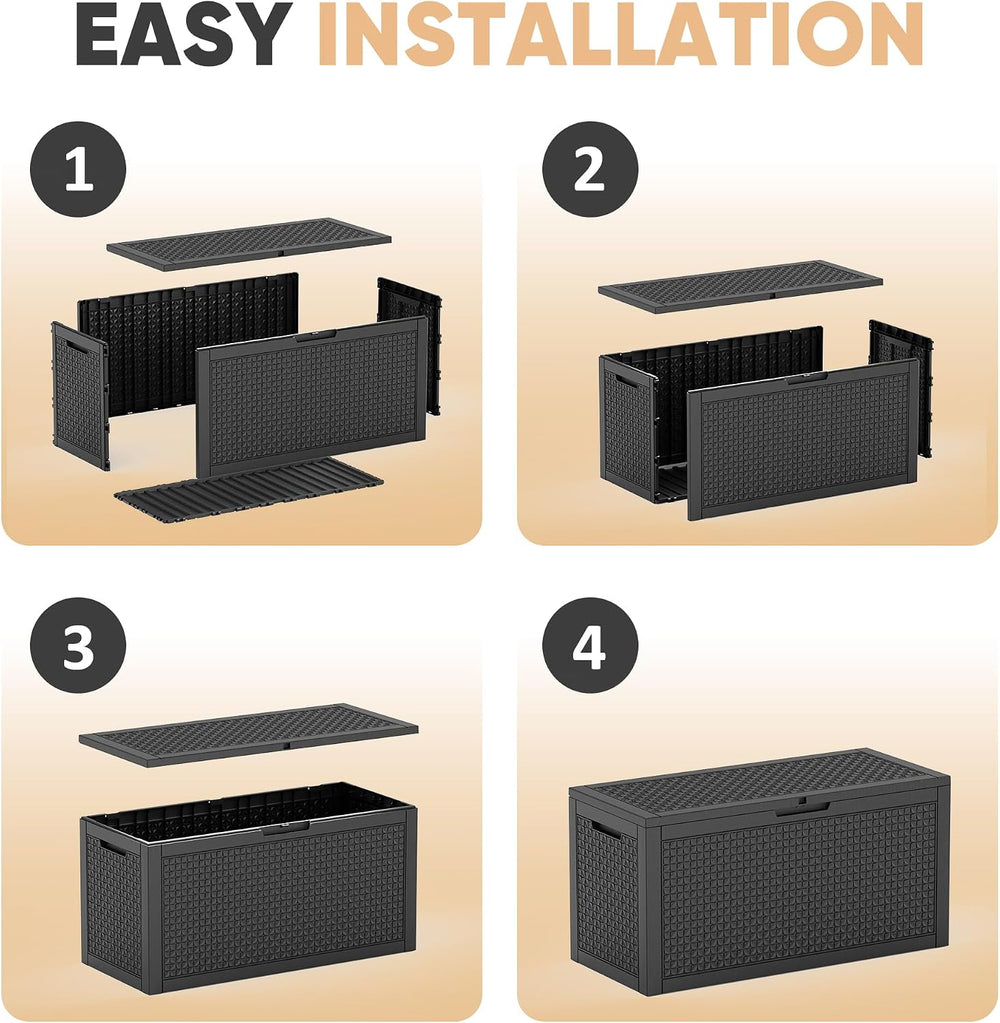 EasyUp 110 Gal Waterproof Outdoor Storage Box UV Resistant Deck Box