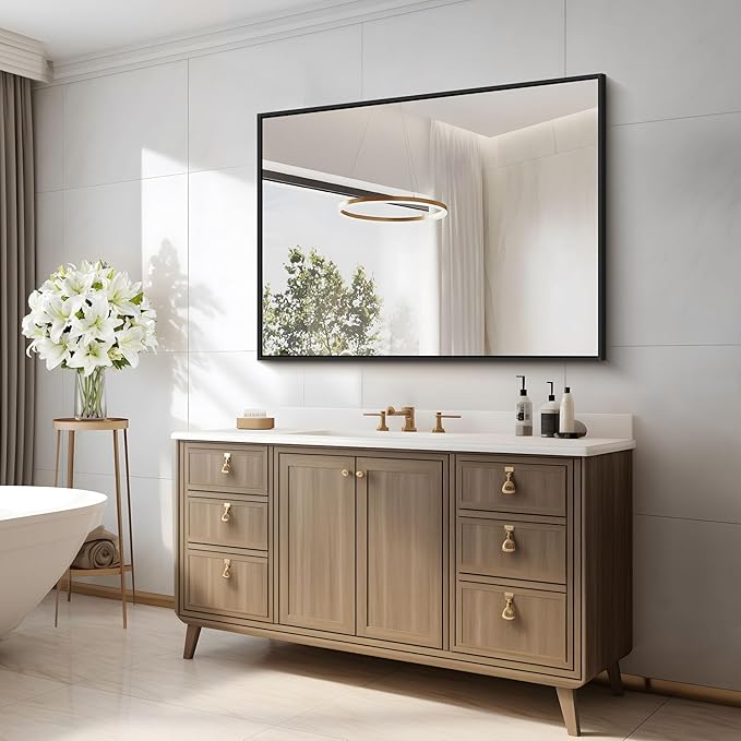 Black Bathroom Mirror for Wall, 30x36 Inch Rectangle