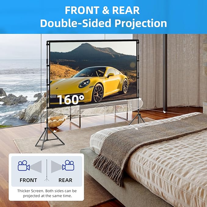 TOWOND Projector Screen with Stand, 84 inch Outdoor Projector Screen Portable