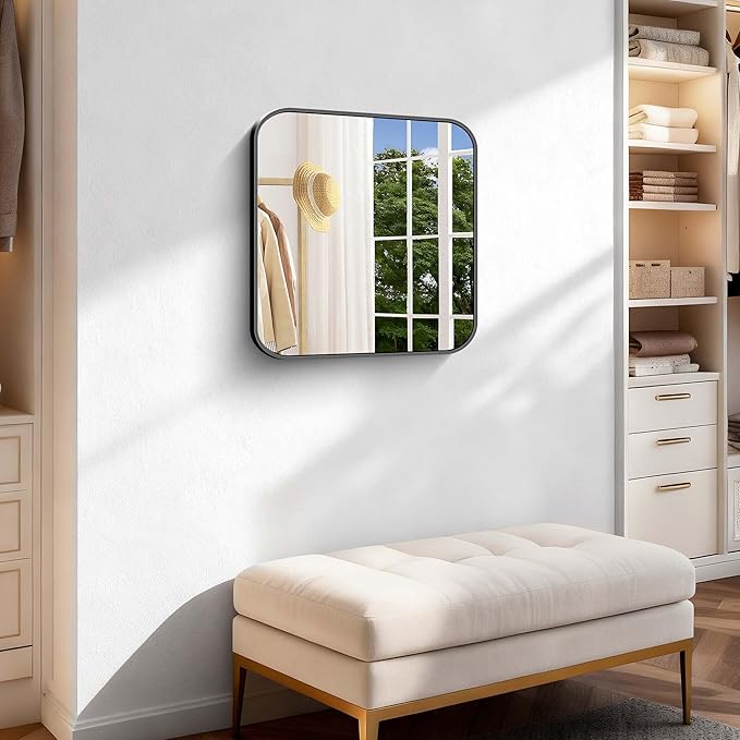 Black Bathroom Mirror, 18 x 18 inch Square Mirrors
