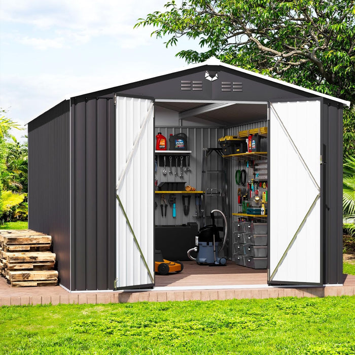 10x14 FT Metal Outdoor Storage Shed, Metal Tool Sheds