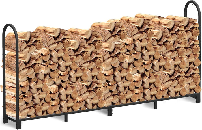 Walensee 8Ft Firewood Rack Holder, Heavy Duty Steel, Rust Resistant, 94.1L x 12.9W x 45.7H inches, Can Hold Up to 220lbs