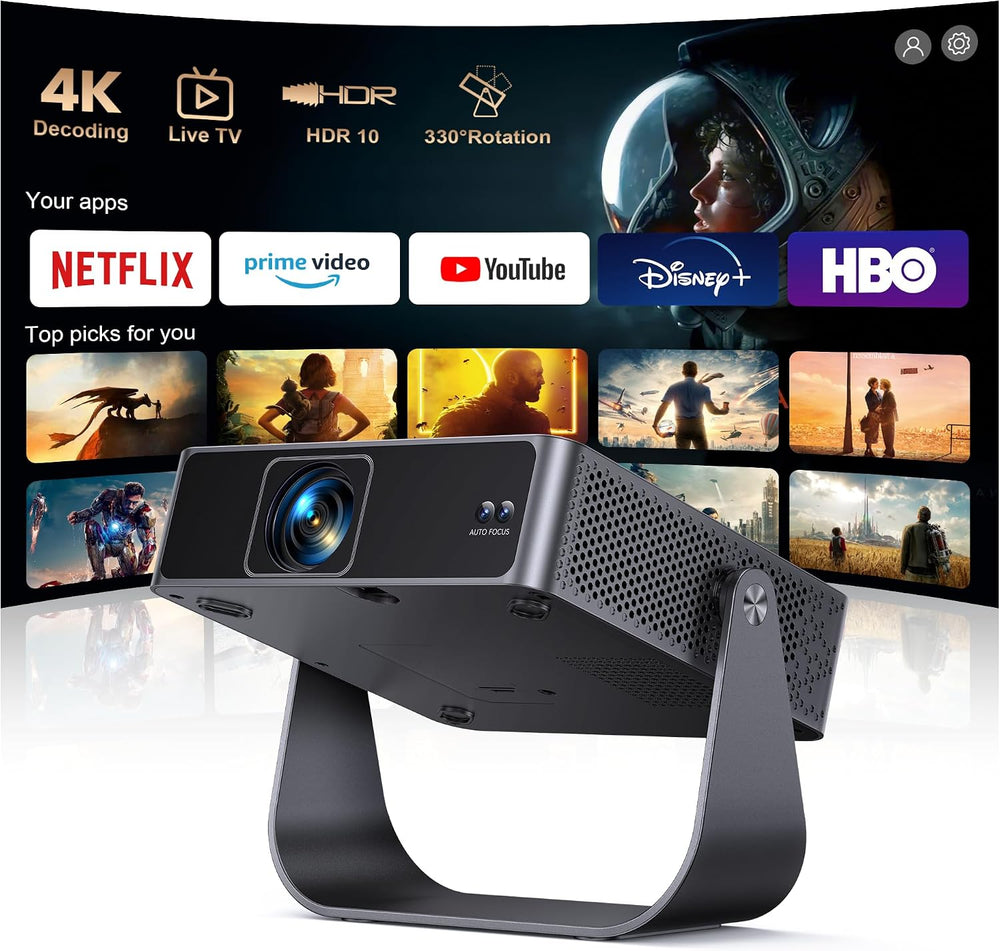 Smart Mini Projector with WiFi and Bluetooth Ultra-thin, 4K Support Outdoor