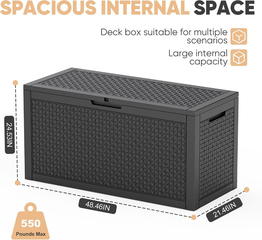 EasyUp 110 Gal Waterproof Outdoor Storage Box UV Resistant Deck Box