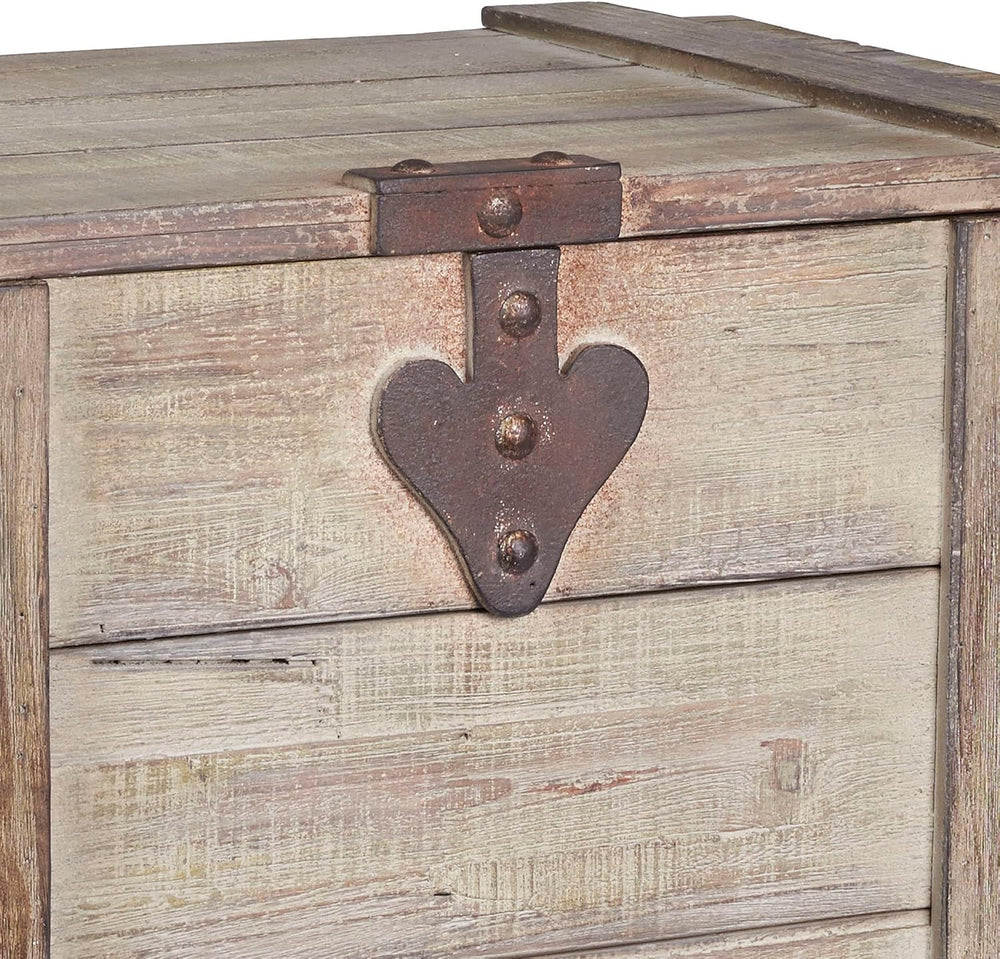 Household Essentials Medium Antiqued Decorative Trunk, Gray Finish