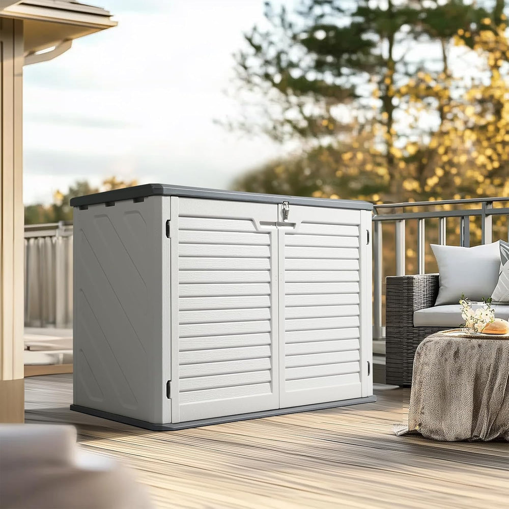 Outvita Outdoor Horizontal Storage Sheds, 34 Cu Ft Weather Resistant HDPE Too...