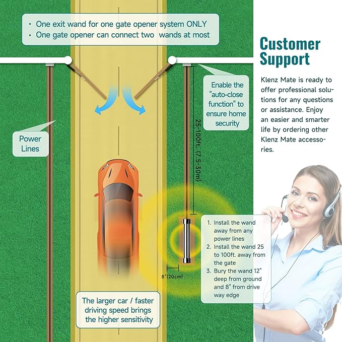 100FT. Upgraded Vehicle Exit Sensor