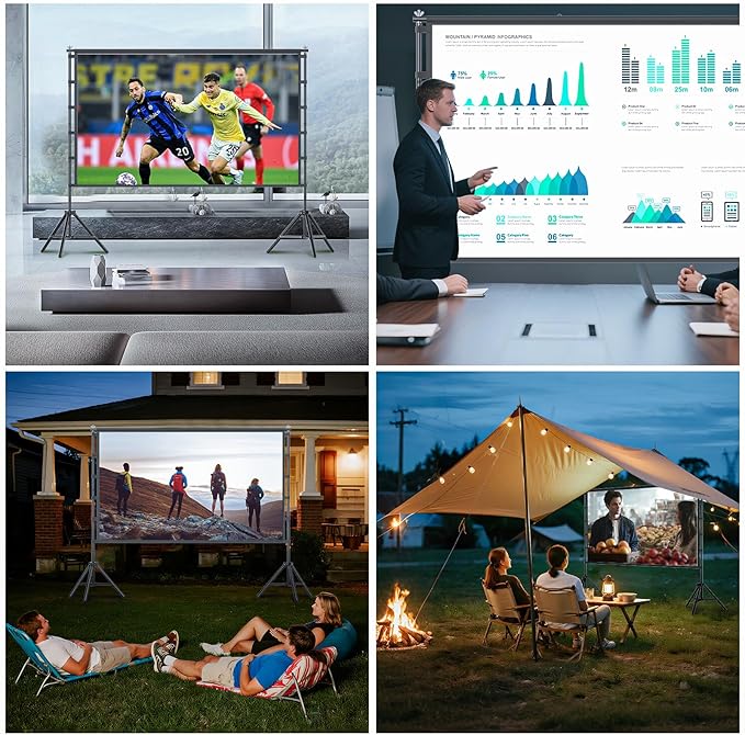 Outdoor Projector Screen with Stand, TOWOND 120 inch Portable Movie Screen