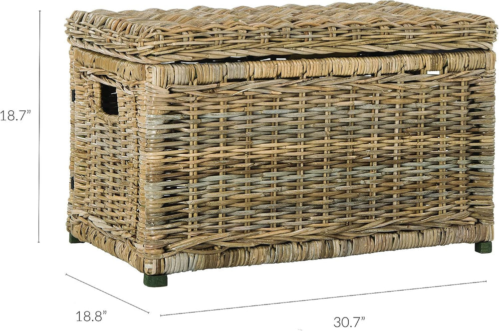 happimess Elijah 31" Wicker Storage Trunk Footlocker Chest, Natural