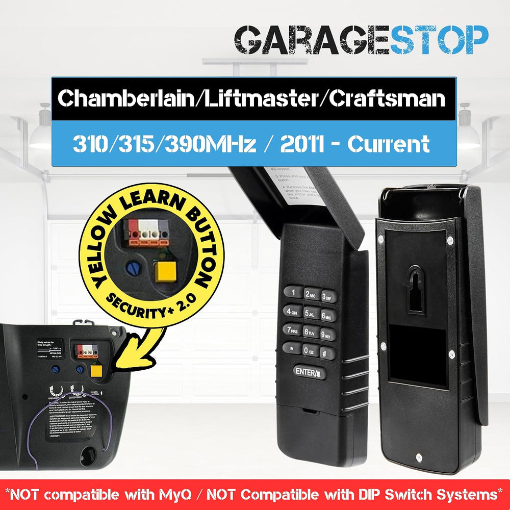 2X 877LM Garage Door Keypad for LiftMaster Chamberlain Yellow Button, Black