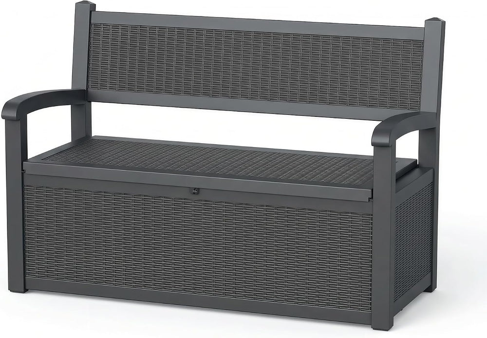 DRATO 75 Gallon Storage Bench Deck Box Outdoor Indoor,Lockable Durable All-We...