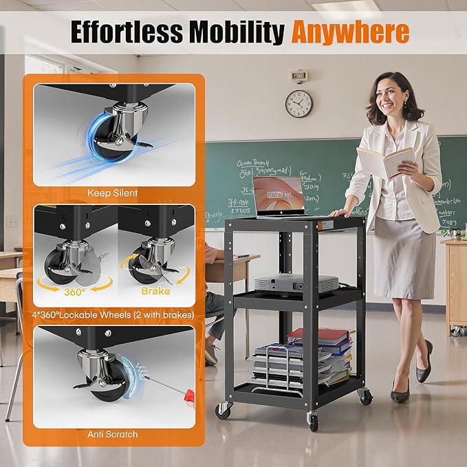 3 Shelf Metal Utility Cart