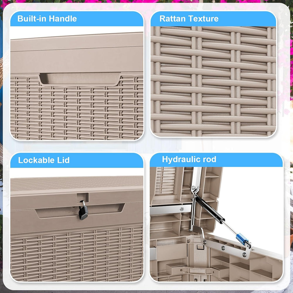 321 Gal Outdoor Storage Box Lockable Waterproof Deck Boxes