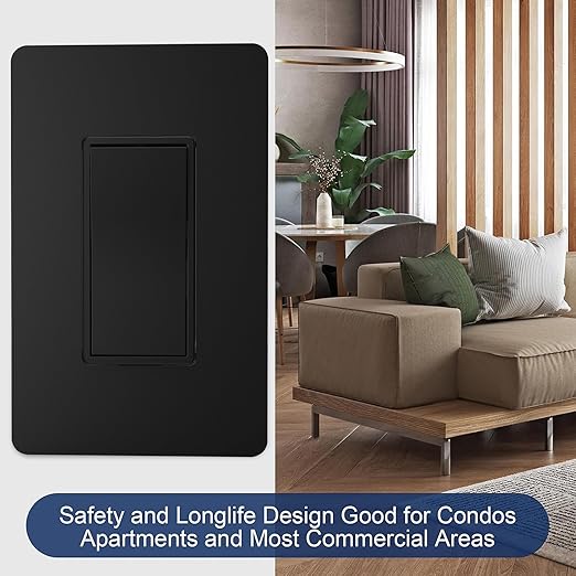 ThunderWay Matte Black 3 Way Decorative Light Switch (20 Pack)