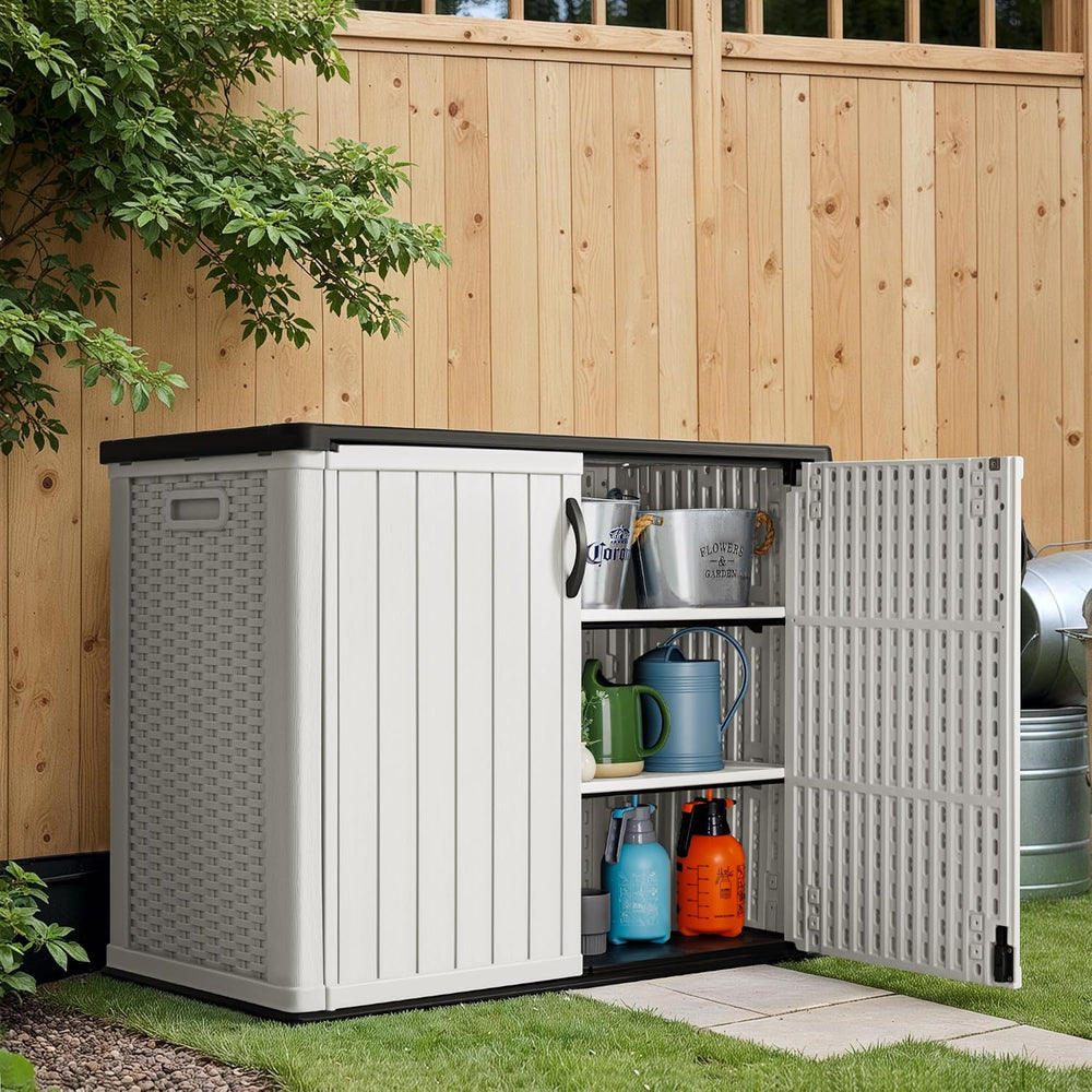 Greesum 2 Shelves of 26/50 Cuft Outdoor Storage Cabinet & Box, White
