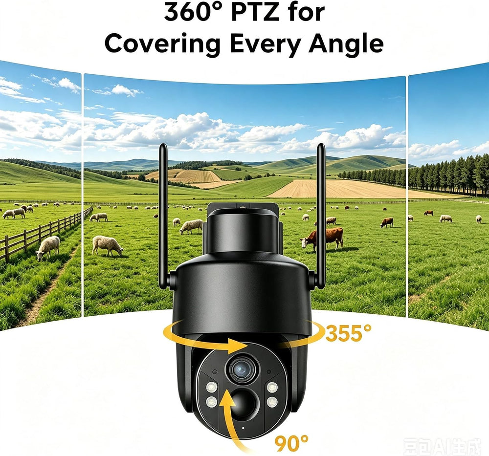 No WiFi Security Camera, 4G LTE Cellular, 4MP 360° Full Live View