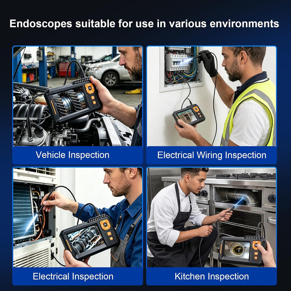 Dual Lens Endoscope Camera with Light, 5" IPS Screen 1080P HD Borescope