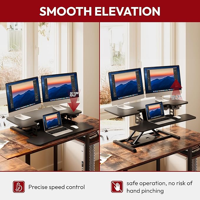 SANODESK 40" Electric Standing Desk Converter， Height Adjustable Riser