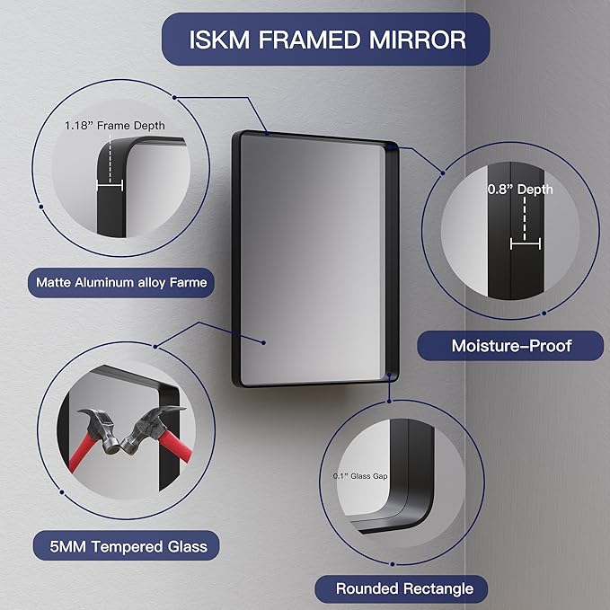 ISKM Large Bathroom Vanity Mirror, 72 x 32 Inch Mirror