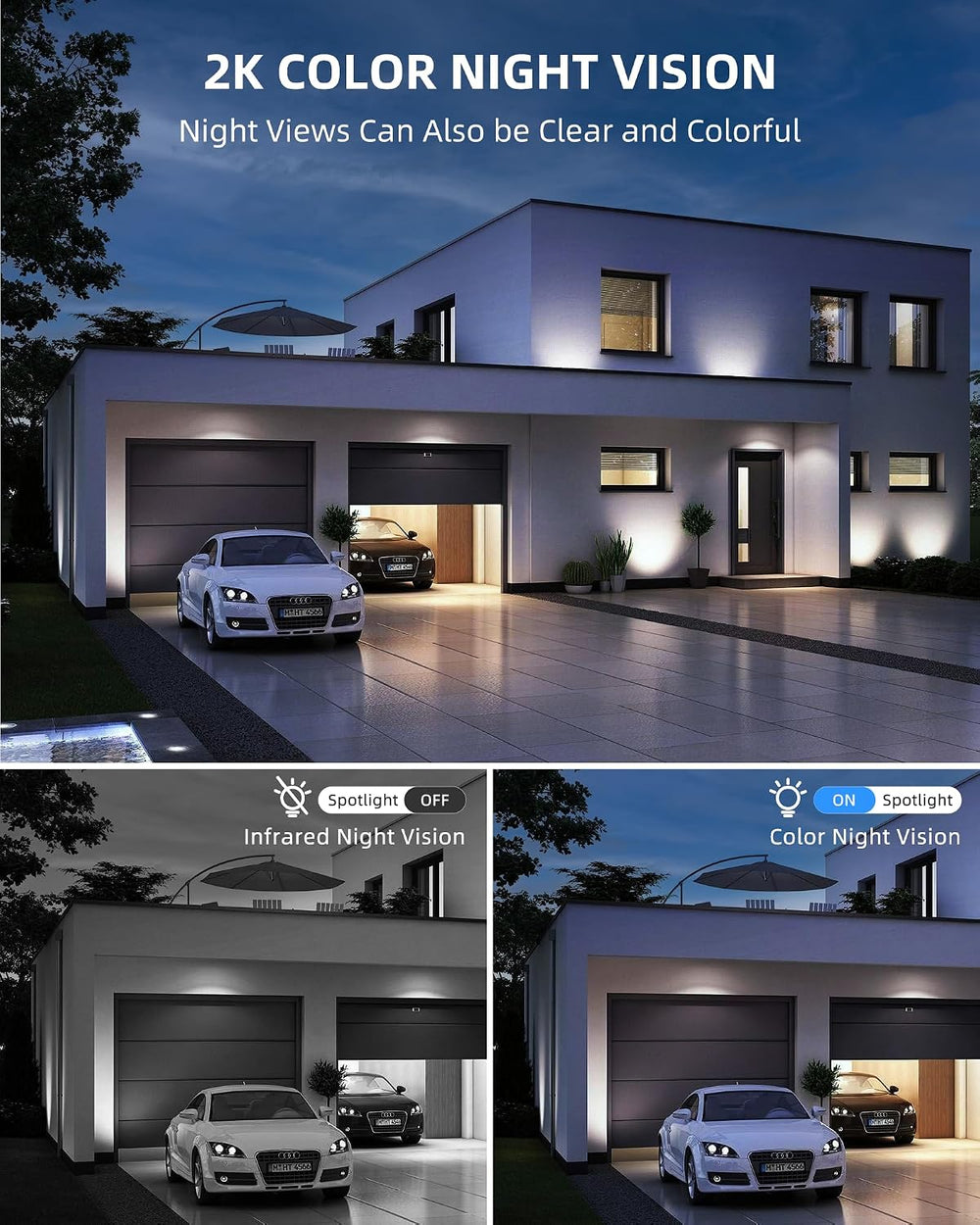 Solar Security Cameras Wireless Outdoor, 2K WiFi Cameras for Home Security