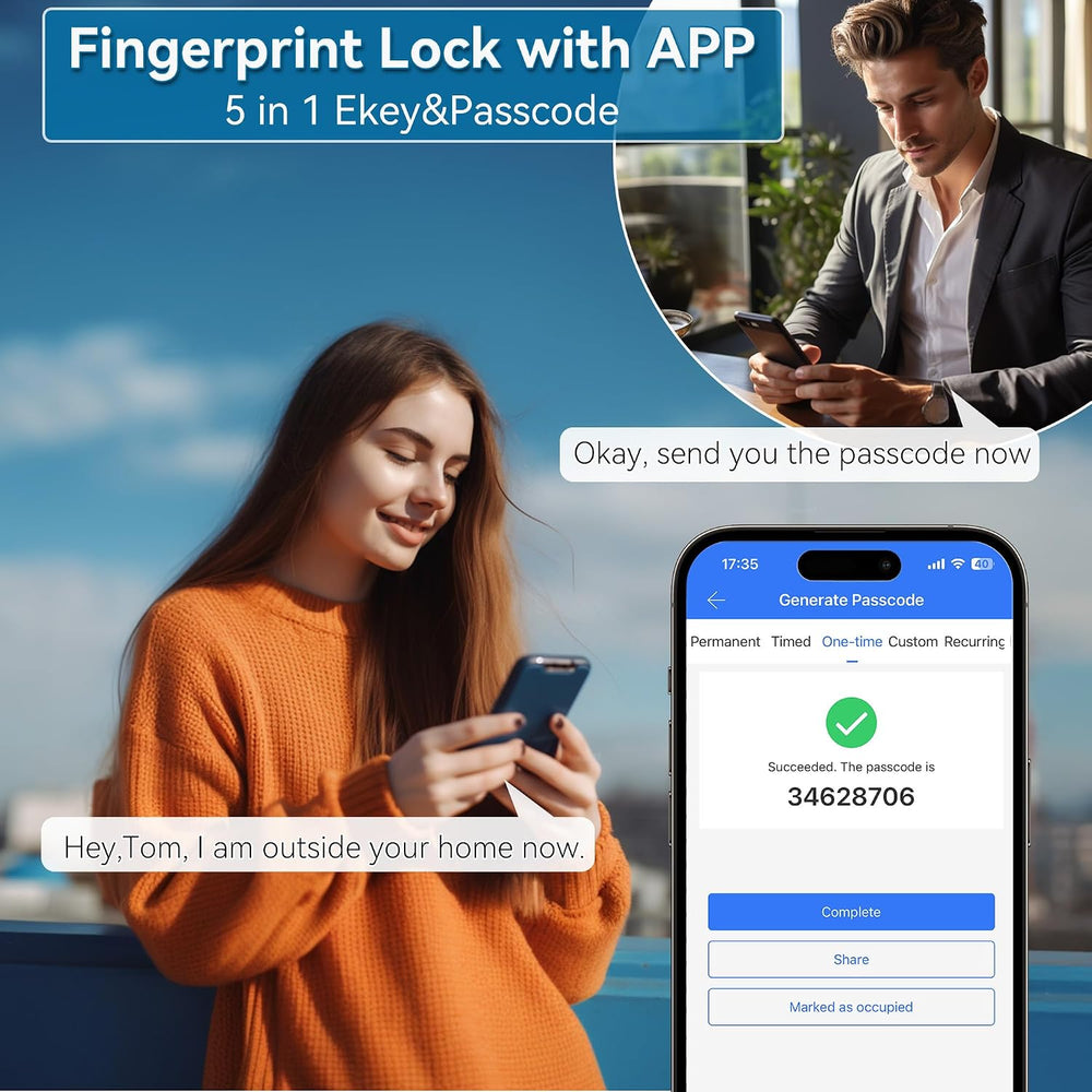 BEBASIA APP Fingerprint Smart Door Lock with Front Door Handle Sets